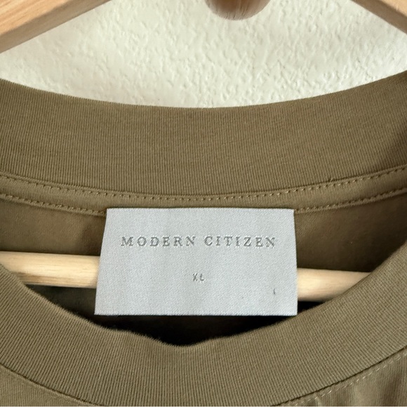Modern Citizen NOA organic cotton t-shirt wrap olive khaki midi dress tie detail - Picture 5 of 9